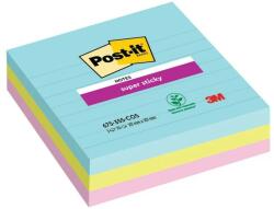 Post-it Notite adezive Super Sticky pentru conferinta, liniate, 101 mm x 101 mm, 3 x 75 file, Post-it