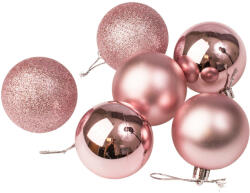  6db-os 6cm-es karácsonyi gömb szett - Rózsaszín (CB60-16)