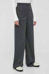 Emporio Armani gyapjú nadrág szürke, magas derekú széles - szürke 38