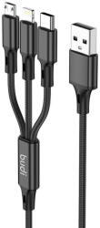 Budi Cablu de Date Budi 3in1 USB to USB-C / Lightning / Micro USB 1m Negru (32076)