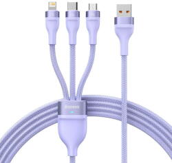 Baseus Cablu de Date Baseus 3in1 USB Flash II Series, USB-C + micro USB + Lightning, 66W, 1.2m Violet (27123)