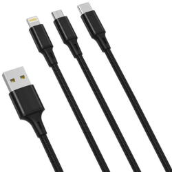 XO Cablu de Date XO 3in1 USB-C / Lightning / Micro 2.4A, 1, 2m Negru (27473)