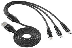 Vipfan Cablu de Date Vipfan USB X16 3w1 USB-C/Lightning/Micro 66W 3.5A (czarny) (25549)