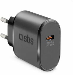 SBS Utazó adapter USB-C, 25 W, PD, fekete (TETR1CPD25)
