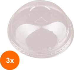 Biodeck Set 3 x 50 Capace Biodegradabile, Compostabile, PLA Cupola, Gaura X, Transparente, 76 mm (OIB-3xCAP-PLA-CUPX-T-76-50)
