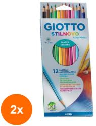 GIOTTO Set 2 x 12 Creioane Acuarelabile, Stilnovo Giotto (CUL-2xFL0255700)