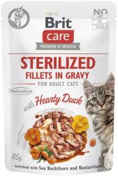 Brit CARE Fillets in Gravy Pouch Sterilized Hearty Duck 24x85g kacsával sterilizált macskák számára