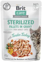 Brit CARE Fillets in Gravy Pouch Sterilized Tender Turkey 24x85g pulykával sterilizált macskák számára