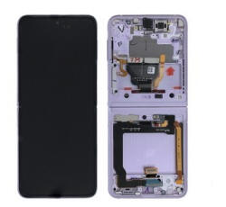 Samsung F711 Galaxy Z Flip 3 5G 2021 Előlap Keret+Belső LCD Kijelző+Érintőpanel, Lila, Levander (GH82-27243D, GH82-27244D) Service Pack