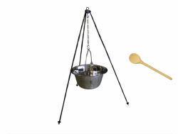 Perfect Home Vastagfalú rozsdamentes bogrács szett 6liter, 1, 2m állvánnyal, 40cm fakanállal (13954/71053/19099)