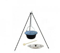 Perfect Home Zománcozott bogrács szett 13liter, 1, 2m állvánnyal, 40cm fakanállal, fedővel (71050/71053/19099/11243)