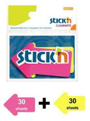 STICK N Jelölőcímke, nyíl, műanyag, 2x30lap, 76x50mm, STICK N, neon színek (21141) - iroszer24