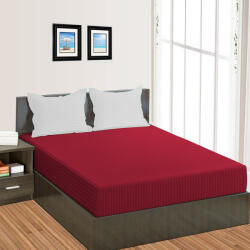 HomePuls Cearsaf de pat cu elastic Damasc Policoton dunga 1 cm, 130x250 cm pentru saltea 80x200 cm, Rosu Persan Lenjerie de pat