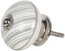 Clayre & Eef Buton mobila din fier si ceramica gri alba Ø 4 cm (64700deco)