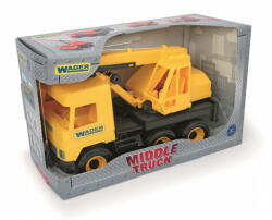 Wader Masinuta Wader Middle Truck Crane yellow 38 cm in box (32122)
