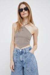 Calvin Klein Jeans pamut top "cold shoulder" fazonú, barna - barna L