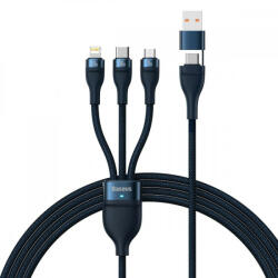 Baseus Flash Series II USB Type C / USB Type A cable - USB Type C / Lightning / micro USB 100 W 1.2 m blue (CASS030103) - tripletechnology