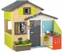 Smoby Căsuța Prietenilor cu bucătărie în culori elegante Friends House Evo Playhouse Smoby extensibilă (SM810228-Z)