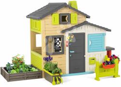 Smoby Căsuța Prietenilor cu grădină mare în culori elegante Friends House Evo Playhouse Smoby extensibilă (SM810228-Y)