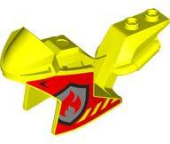LEGO® 18895pb28c236 - LEGO sárga motorkerékpár burkolat, piros és ezüst tűzoltó logó mintával mindkét oldalon (18895pb28c236)