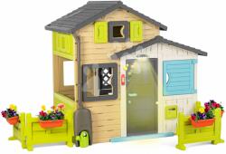 Smoby Házikó Jóbarátok kerttel és világítással elegáns színekben Friends House Evo Playhouse Smoby bővíthető (SM810228-1U)