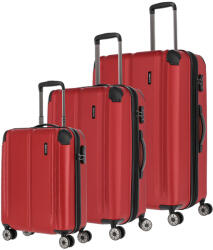 Travelite City piros 4 kerekű 3 részes bőrönd szett (73040-10)