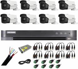 Hikvision Sistem supraveghere Hikvision 8 camere exterior 4 in 1 8MP, 3.6mm, IR 80m, DVR 8 canale 4K 8MP, accesorii SafetyGuard Surveillance