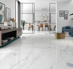  60x120 GE AURORA Blue fehér fényes márványos kék erezetes greslap