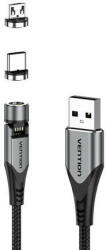 Vention Cablu magnetic 2 în 1 USB la USB-C/Micro-B USB Vention 0, 5 m (gri) (6922794759015)