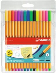 STABILO Tűfilc készlet, 0, 4 mm, STABILO "Point 88", 10+5 különbözõ szín (15 db) (TST88151)