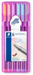 STAEDTLER Tűfilc készlet, 0, 3 mm, STAEDTLER "Triplus® 334", 6 különbözõ pasztell szín (6 db) (TS334SB6PA)