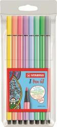 STABILO Rostirón készlet, 1 mm, STABILO "Pen 68", 8 pasztell szín (8 db) (TST68801)
