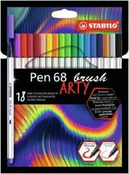 STABILO Ecsetirón készlet, STABILO "Pen 68 brush ARTY", 18 különbözõ szín (18 db)