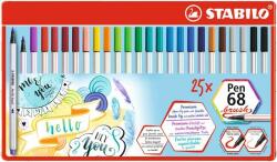 STABILO Ecsetirón készlet, fém doboz, STABILO "Pen 68 brush", 19 különbözõ szín (25 db)