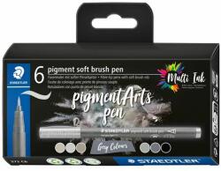 STAEDTLER Ecsetirón készlet, STAEDTLER "Pigment 372", 6 különbözõ fekete és szürke árnyalat (6 db) (TS372C6)