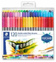 STAEDTLER Filctoll készlet, 0, 8/3, 0 mm, kétvégű, STAEDTLER® "3200", 120 különbözõ szín (120 db) (TS3200TB120)