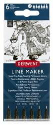 Derwent Tűfilc szett, 0, 05/0, 1/0, 2/ 0, 3/0, 5/0, 8 mm, DERWENT "Line Marker", fekete (6 db)