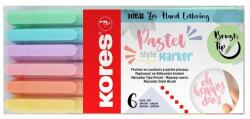 Kores Ecsetirón készlet, KORES "Pastel Style", 6 pasztell szín (6 db) (IK21462)
