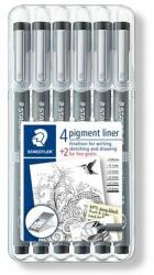STAEDTLER Tusfilc készlet, STAEDTLER "Pigment Liner 308", fekete, 4+2 darab (6 db) (TS308SB6P)