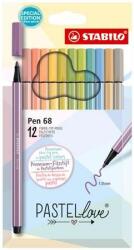 STABILO Filctoll készlet, 1 mm, STABILO "Pen 68 Pastellove", 12 különbözõ szín (12 db) (TST681277)