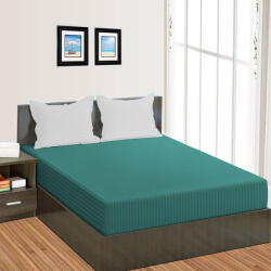 HomePuls Cearsaf de pat cu elastic Damasc Policoton dunga 1 cm, 150x250 cm pentru saltea 100x200 cm, Turcoaz Deschis