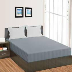 HomePuls Cearsaf de pat cu elastic Damasc Policoton dunga 1 cm, 150x250 cm pentru saltea 100x200 cm, Gri Deschis