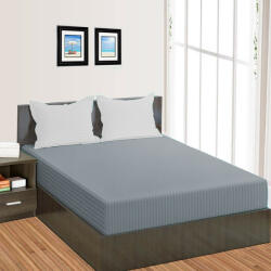 HomePuls Cearsaf de pat cu elastic Damasc Policoton dunga 1 cm, 150x250 cm pentru saltea 100x200 cm, Gri Lenjerie de pat