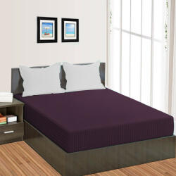 HomePuls Cearsaf de pat cu elastic Damasc Policoton dunga 1 cm, 150x250 cm pentru saltea 100x200 cm, Mov Lenjerie de pat