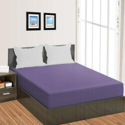 HomePuls Cearsaf de pat cu elastic Damasc Policoton dunga 1 cm, 210x250 cm pentru saltea 160x200 cm, Lila Iris