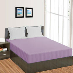 HomePuls Cearsaf de pat cu elastic Damasc Policoton dunga 1 cm, 150x250 cm pentru saltea 100x200 cm, Lila Lenjerie de pat