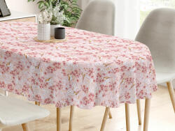Goldea față de masă 100% bumbac - păsări în grădină roz - ovală 140 x 220 cm