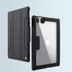 Nillkin Husa pentru iPad Pro 12.9 '' 2022, 2021, 2020 Nillkin Bumper Leather Case Pro Armored Smart Cover Camera Case si stand, negru