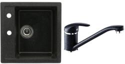 Casa Blanca CasaBlanca Quadro Set promo chiuveta bucatarie granit cu 1 cuva + baterie BGG760), negru (QUADRO NEGRU/BGG760)