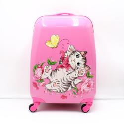 XTD rózsaszín / cicás ABS műanyag négy kerekű gyerek bőrönd 05